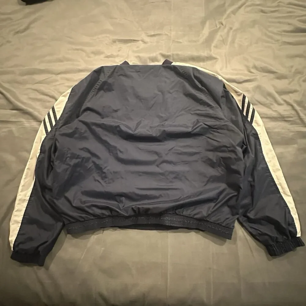 Vintage Adidas Windbreaker Mens Large Pullover Sweatshirt Striped Y2K 00s Navy